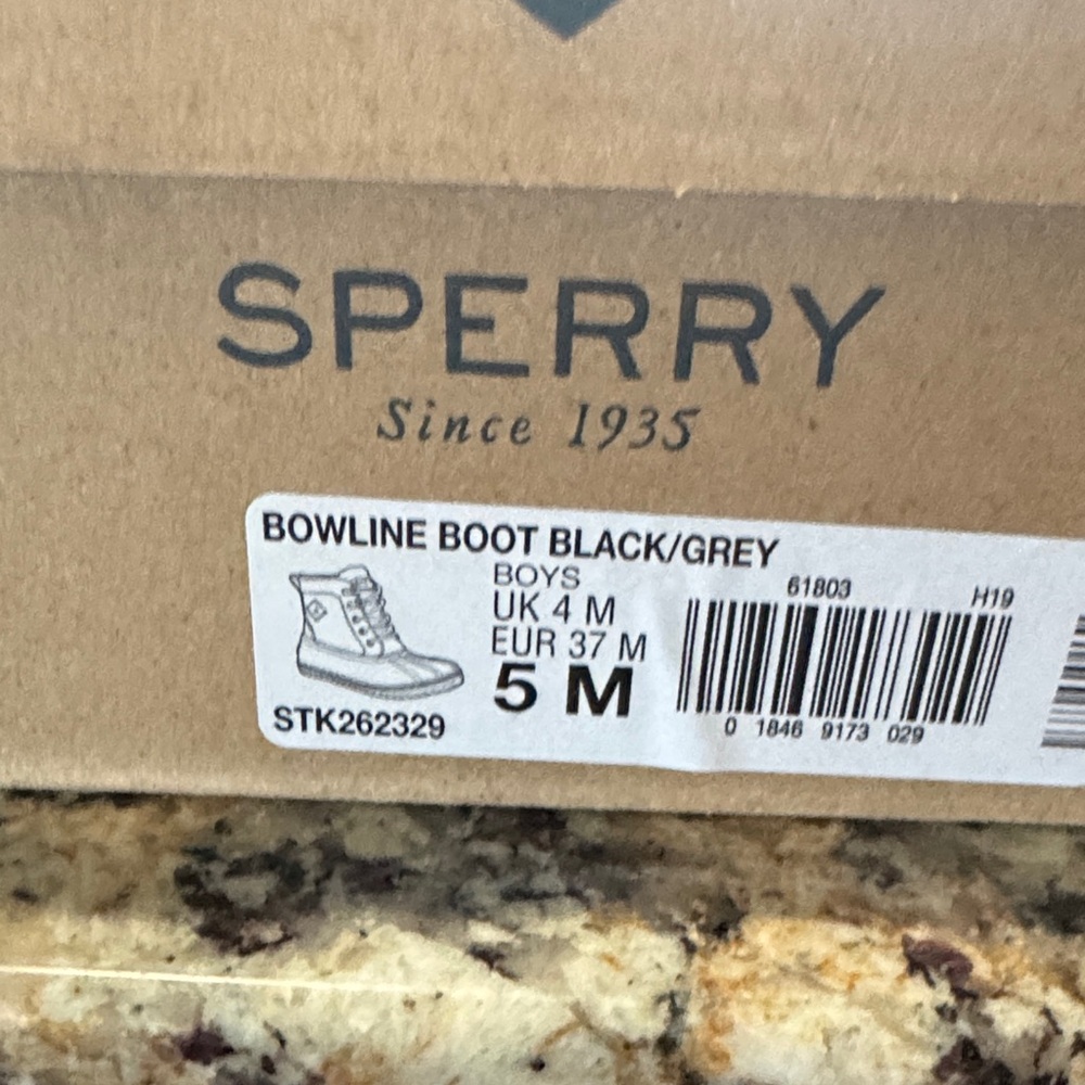 Sperry Bowline Boot for Boys - Black and Gray
